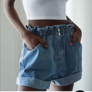 Princess Polly open road denim paper bag shorts